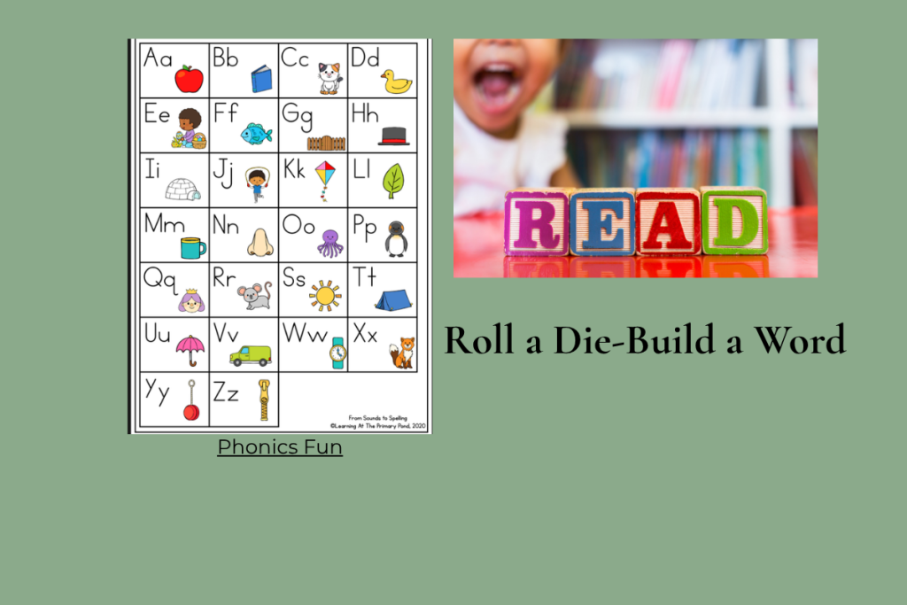 Roll a Die Build a Word phonics game